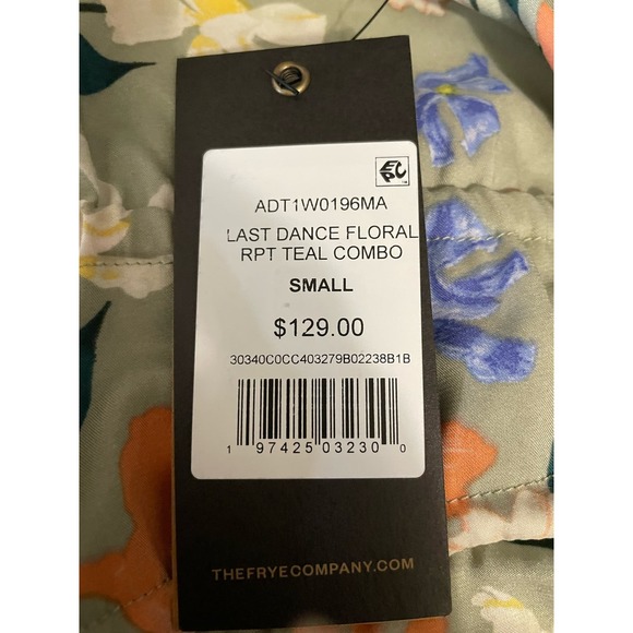 Frye Women’s Drawstring Waist V-Neck Midi Dress Last Dance Sage Floral - Picture 5 of 7